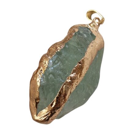Rough Fluorite pendant with gold edges, 35-40mm