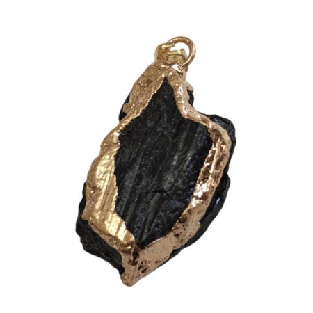 Rough Tourmaline pendant with gold edges, 25-35mm