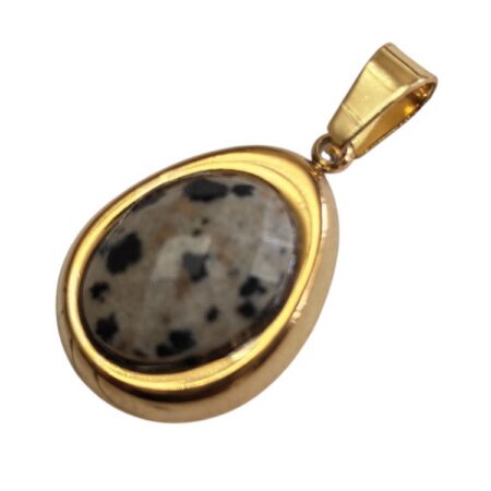 Assorted gemstone faceted cabchon pendant, Avocado shaped, 31mm incl. bail