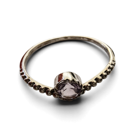 Amethyst ring in 925 silver, Round, size 6