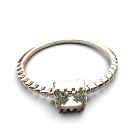 Clear quartz ring in 925 silver, Princess cut, size 7