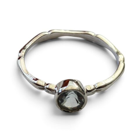 Blue topaz ring in 925 silver, Round, size 7