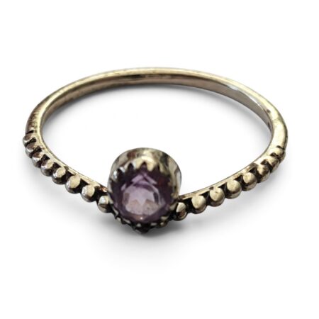Amethyst ring in 925 silver, Round, size 9