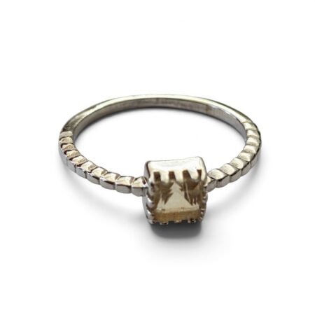 Citrine ring in 925 silver, Princess cut, size 6
