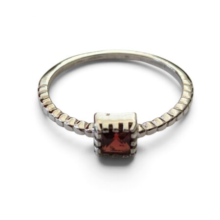 Garnet ring in 925 silver, Princess cut, size 7