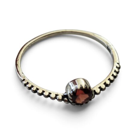 Garnet ring in 925 silver, Round, size 10