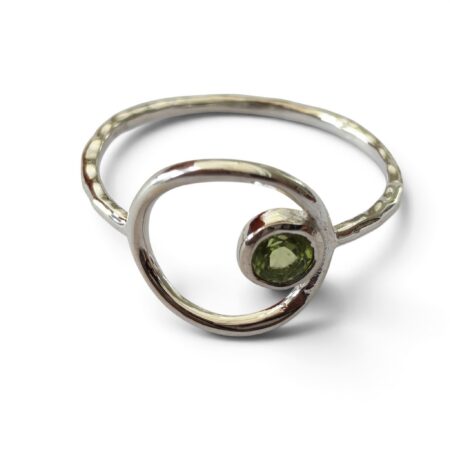 Peridot open circle ring in 925 silver, Round, size 8