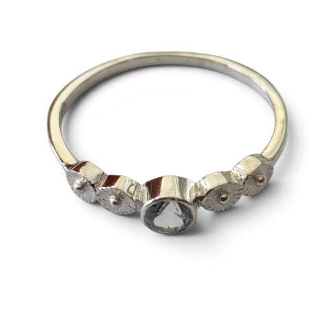 Blue topaz ring in 925 silver, Round, size 10