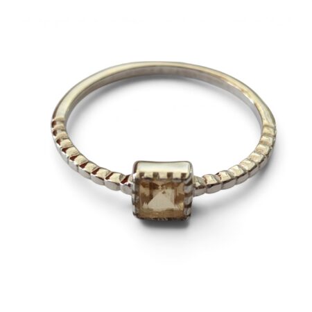 Citrine ring in 925 silver, Princess cut, size 10