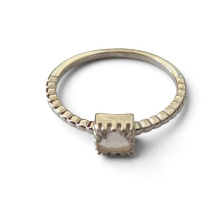 Clear quartz ring in 925 silver, Princess cut, size 6