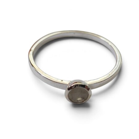 Moonstone ring in 925 silver, Round, size 9