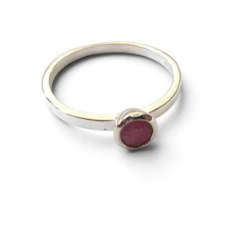 Ruby ring in 925 silver, Round, size 5
