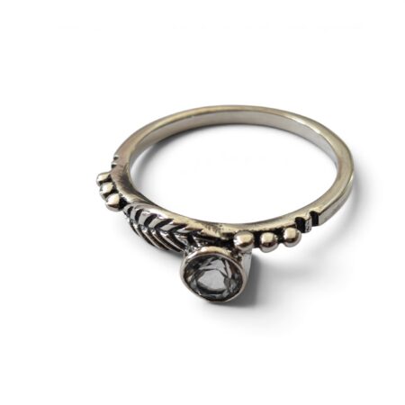 Blue topaz ring with leaf  in 925 silver, Round, size 5
