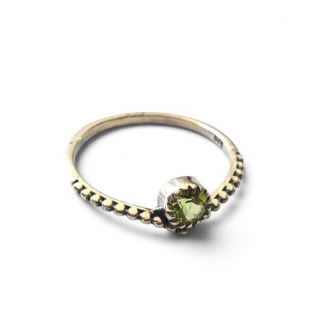 Peridot ring in 925 silver, Round, size 6