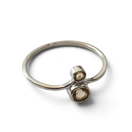 Citrine ring in 925 silver, Round, size 9