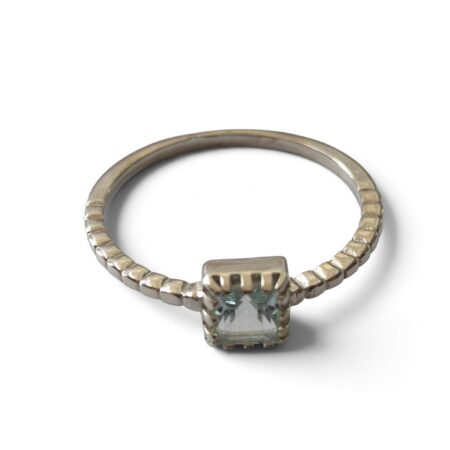 Blue topaz ring in 925 silver, Princess cut, size 9