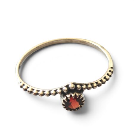 Garnet ring in 925 silver, Round, size 8