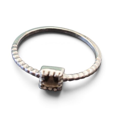 Smoky quartz ring in 925 silver, Princess cut, size 9