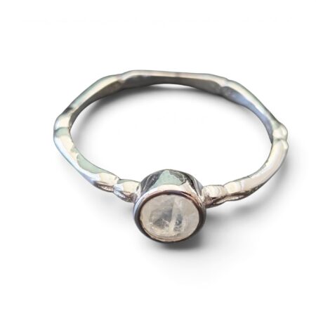 Moonstone ring in 925 silver, Round, size 9