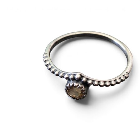 Citrine ring in 925 silver, Round, size 7