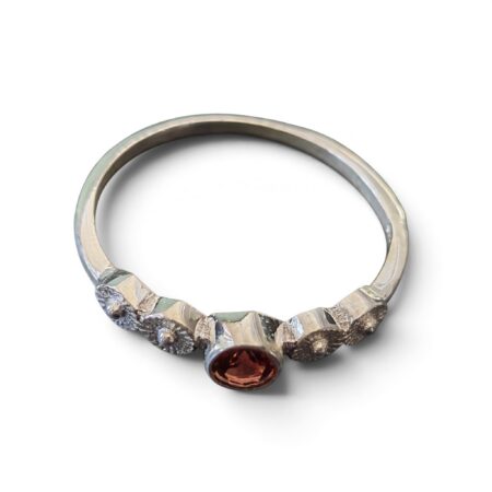 Garnet ring in 925 silver, Round, size 9
