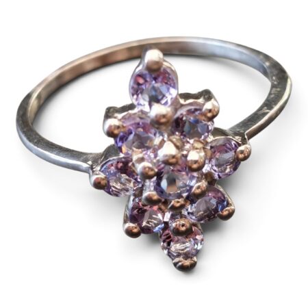 Tanzanite cluster ring in 925 silver, size 7