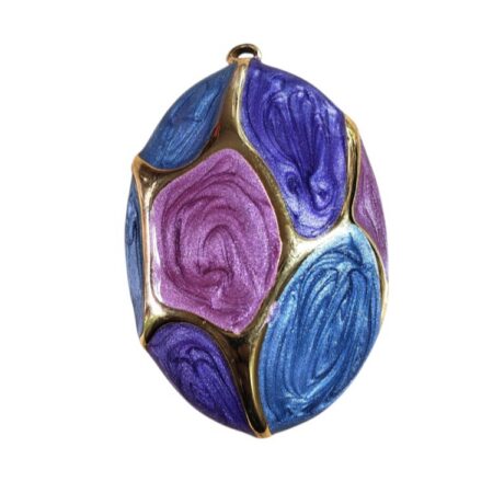 Abstract geometric mosaic pendant with marbled enamel texture, 34mm
