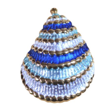 Teardrop-shaped seashell pendant, blue, 30mm