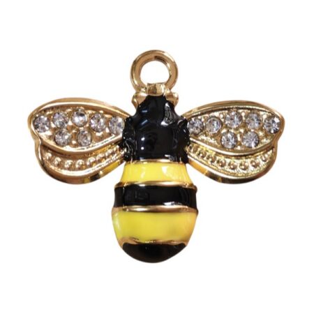 Stainless Steel Crystal Wing Honeycomb Bee Pendant / Charm – 18mm