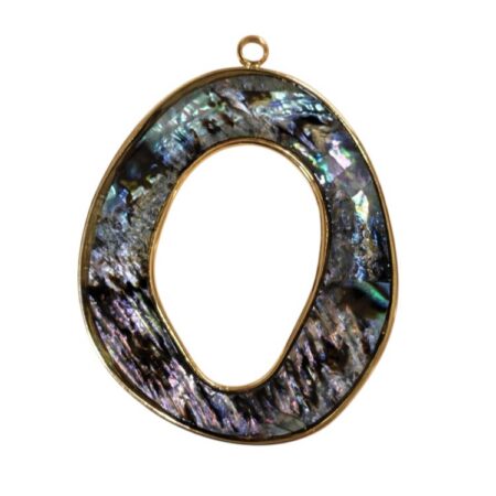 Natural iridescent abalone shell pendant, 31mm