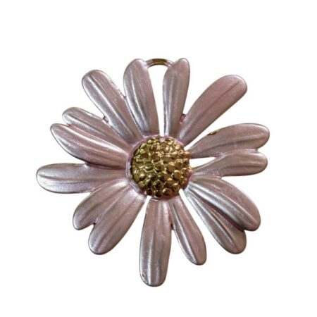 24mm daisy flower pendant in pink, stainless steel