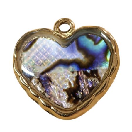 Heart in gold with Paua shell inlay in stainless steel, 18mm