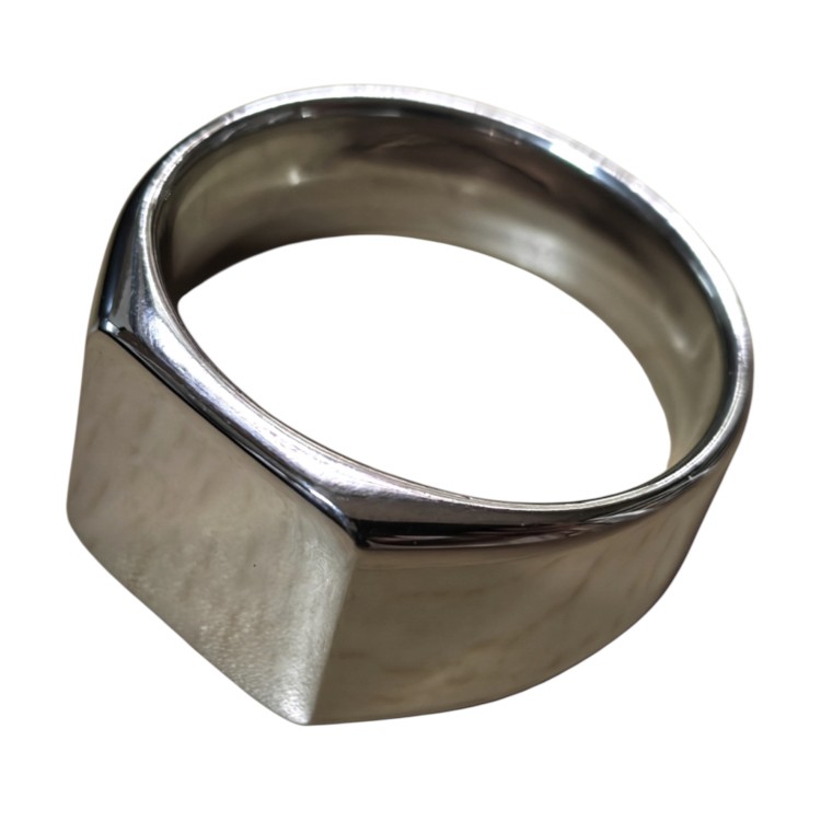 Classic Square Signet Ring โ Silver Stainless Steel (Size 13)