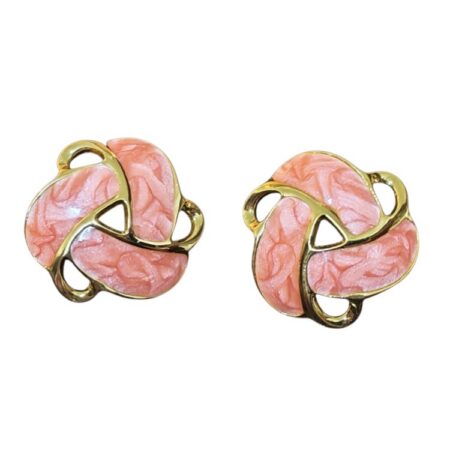 Vintage Swirl Coral-Peach Stud Earrings โ Gold-Tone Stainless Steel (20mm)