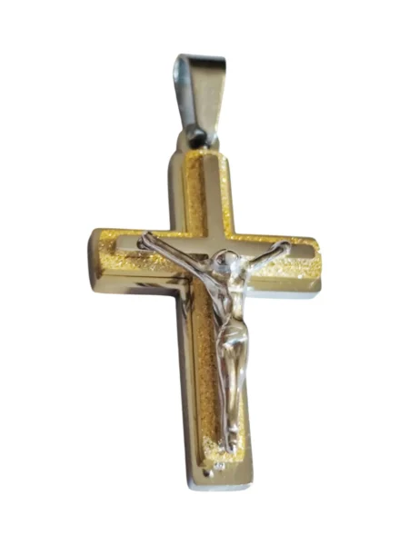 Jesus on Cross in Stainless Steel 32mm, Gold and Silver