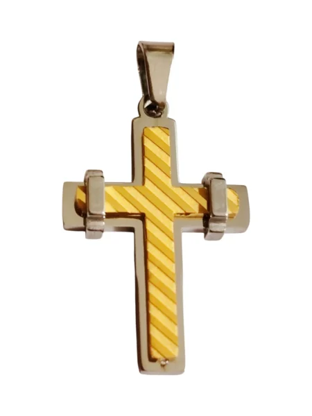 Cross in Stainless Steel 31mm, Gold and Silver