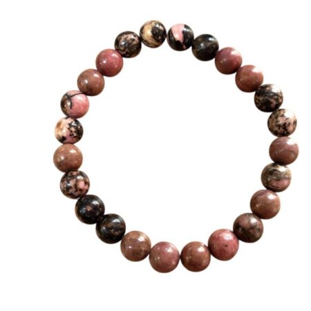 Rhodonite bead bracelet, 8mm, stretchcord