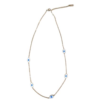 Nazar Evil Eye Charm Choker Necklace in 18K Gold PVD Stainless Steel