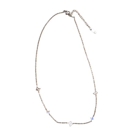 Gold Stainless Steel Daisy Flower & Crystal Station Necklace (40 cm + 6 cm)